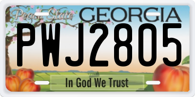 GA license plate PWJ2805