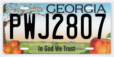 GA license plate PWJ2807