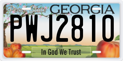 GA license plate PWJ2810