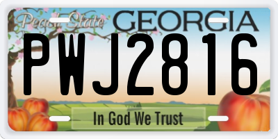 GA license plate PWJ2816