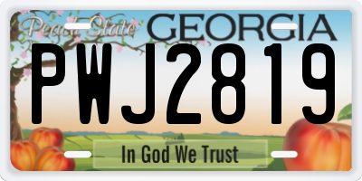 GA license plate PWJ2819