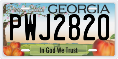 GA license plate PWJ2820