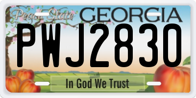 GA license plate PWJ2830