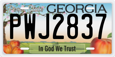 GA license plate PWJ2837