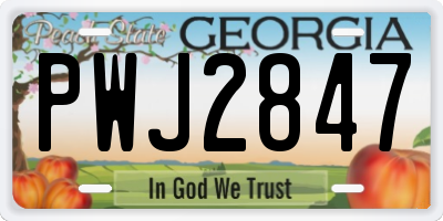 GA license plate PWJ2847