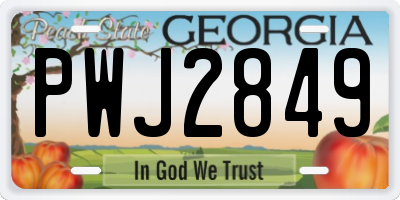 GA license plate PWJ2849