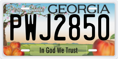 GA license plate PWJ2850