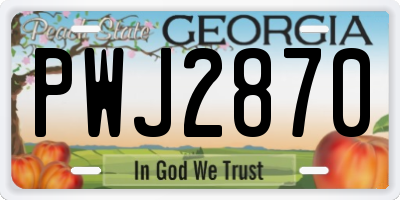 GA license plate PWJ2870