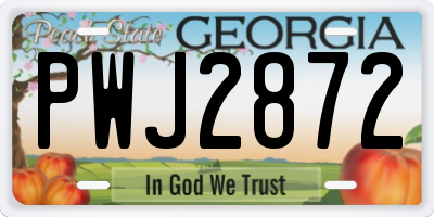 GA license plate PWJ2872