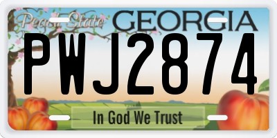 GA license plate PWJ2874