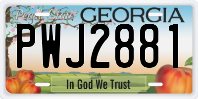 GA license plate PWJ2881