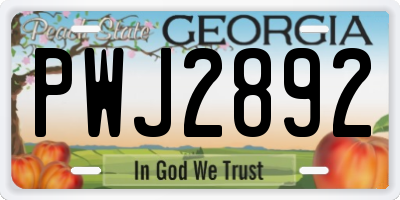 GA license plate PWJ2892