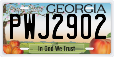 GA license plate PWJ2902