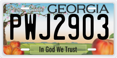 GA license plate PWJ2903