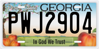 GA license plate PWJ2904
