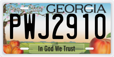 GA license plate PWJ2910