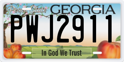 GA license plate PWJ2911