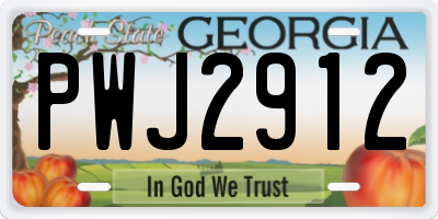 GA license plate PWJ2912