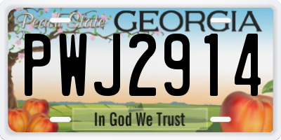 GA license plate PWJ2914