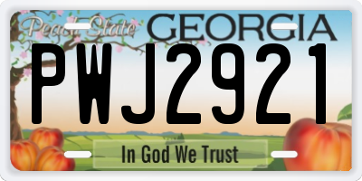 GA license plate PWJ2921