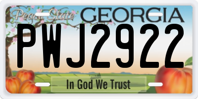 GA license plate PWJ2922