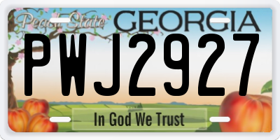 GA license plate PWJ2927