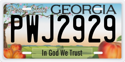GA license plate PWJ2929