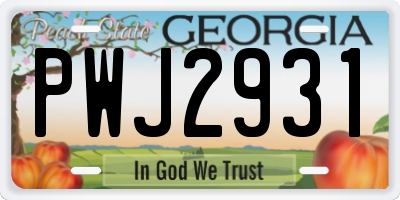 GA license plate PWJ2931