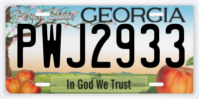 GA license plate PWJ2933