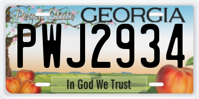 GA license plate PWJ2934