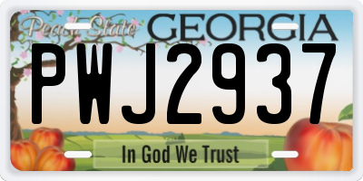 GA license plate PWJ2937