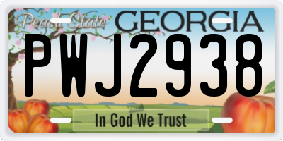 GA license plate PWJ2938