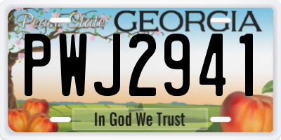 GA license plate PWJ2941
