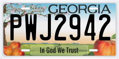 GA license plate PWJ2942