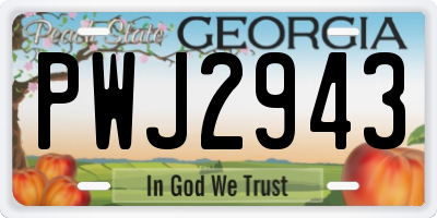 GA license plate PWJ2943