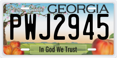 GA license plate PWJ2945