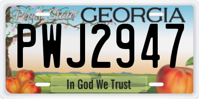 GA license plate PWJ2947