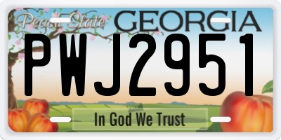 GA license plate PWJ2951