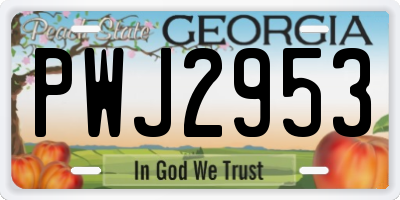 GA license plate PWJ2953