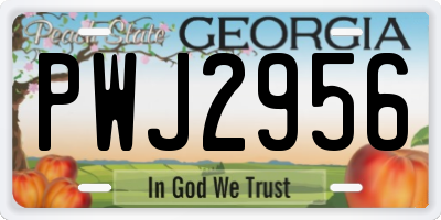 GA license plate PWJ2956