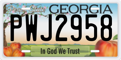 GA license plate PWJ2958