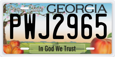 GA license plate PWJ2965