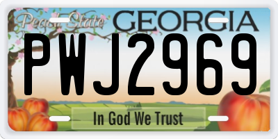 GA license plate PWJ2969