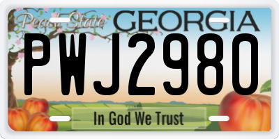 GA license plate PWJ2980