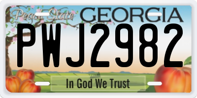 GA license plate PWJ2982