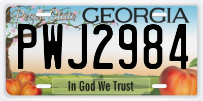 GA license plate PWJ2984