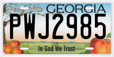 GA license plate PWJ2985
