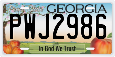 GA license plate PWJ2986
