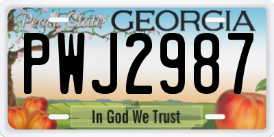 GA license plate PWJ2987