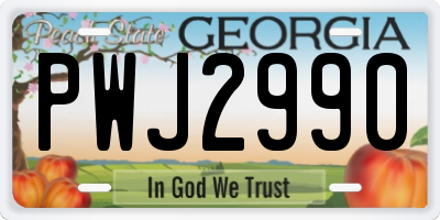 GA license plate PWJ2990